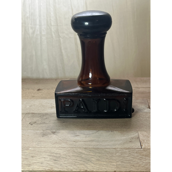 Vintage Avon “PAID!” Cologne Bottle Decanter 1970s Novelty Glass - Picture 2 of 8